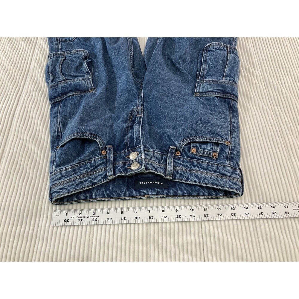 Aeropostale Womens 000R Baggy Wide Leg Cargo Jeans Blue Y2K Skater Grunge - Picture 9 of 13